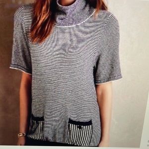 Anthropologie Moth Margate Mock Neck Striped Pullover Sweater Size Small